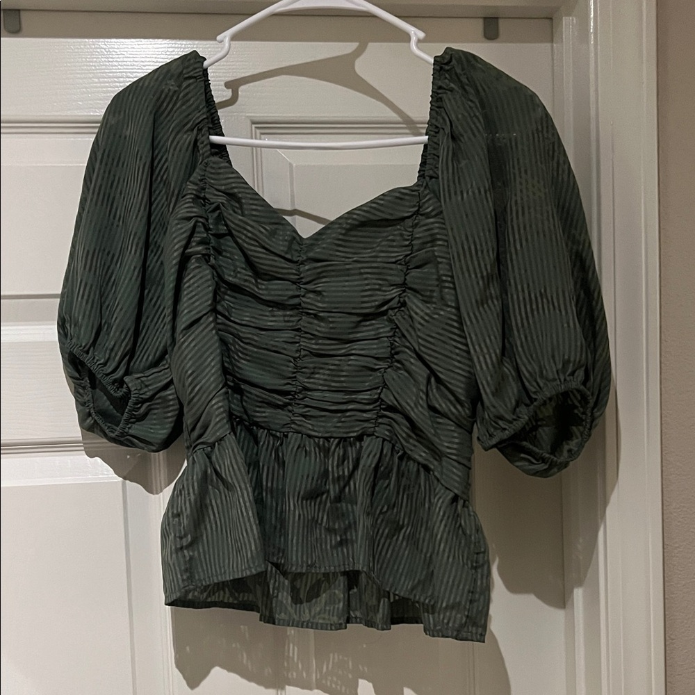 Express Dark Green Ruched Blouse